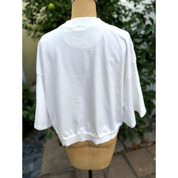 ANINE BING x Reebok Chalk Cotton Athletic Elbow-length Sleeves T-shirt Size L - Picture 11 of 11